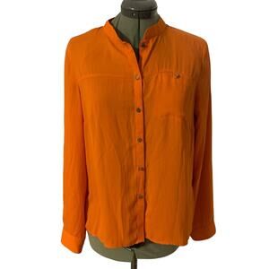 H&M Button Down Long Sleeve Top Orange Size 8